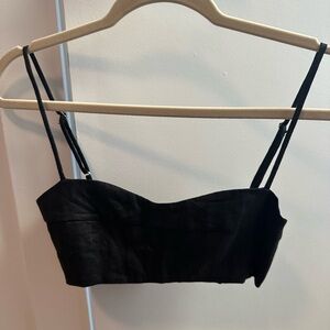 DISSH Vienna Black Linen Curved Crop Top in Size 2 (NWOT)